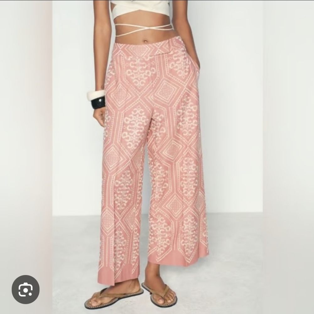Joie Embroidered Wide Leg Pants